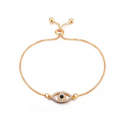 Evil Eyes Rhinestone Ladies Bracelet - Gold