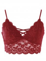 Plus Size Lace Scalloped Camisole - Red