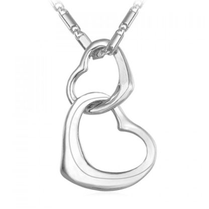 Charming Solid Color Heart Pendant Necklace For Women - Silver