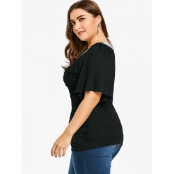 Plus Size Sequins Embellished Ruched T-shirt - Black - Big and Sexy ...