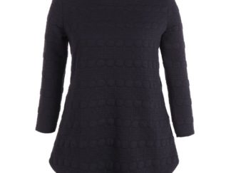 Polka Dot Jacquard Plus Size T-Shirt - Black