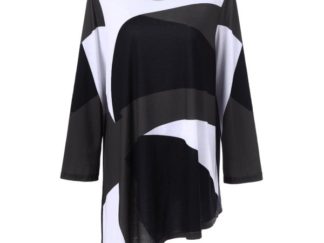 Plus Size Abstract Print Asymmetrical T-Shirt