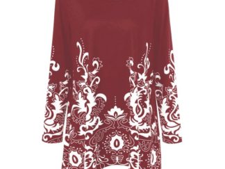 Plus Size Floral Print Asymmetric T-Shirt