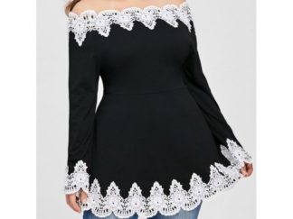 Plus Size Embroidery Off Shoulder