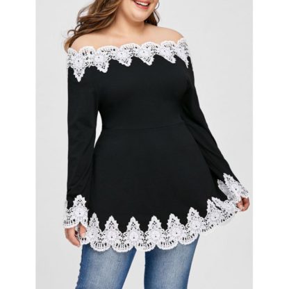 Plus Size Embroidery Off Shoulder