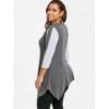 Plus Size Cut Out Two Tone T-shirt - Dark Heather Gray - Image 3
