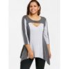 Plus Size Cut Out Two Tone T-shirt - Dark Heather Gray - Image 5