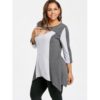 Plus Size Cut Out Two Tone T-shirt - Dark Heather Gray - Image 4