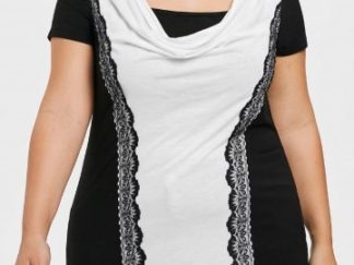 Plus Size Contrast Cowl Top - Colormix