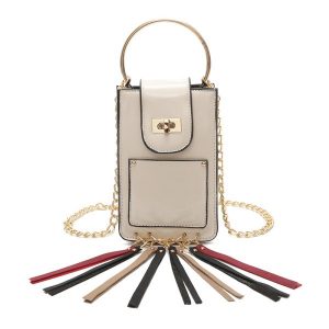 Fashion Splicing Aslant Female Bag - Milk White