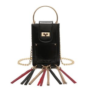 Fashion Splicing Aslant Female Bag - Black