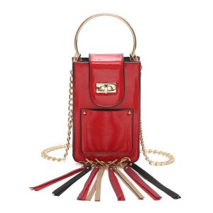 Fashion Splicing Aslant Female Bag - Wine Red