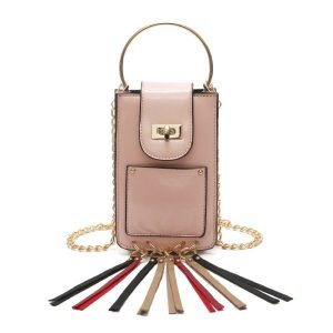 Fashion Splicing Aslant Female Bag - Pink