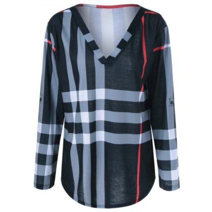 Plus Size Adjustable Sleeve Striped T-Shirt