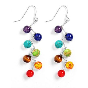 Multicolour Faux Gemstone Beads Drop Earrings – Turquoise Blue