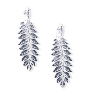 Leaf Shape Alloy Statement Stud Drop Earrings - Silver