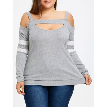 Plus Size Cut Out Open Shoulder Top