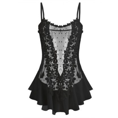 Flounce Plus Size Mesh Sheer Babydoll Set