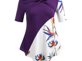 Plus Size Short Sleeve Print T-shirt - Purple Haze