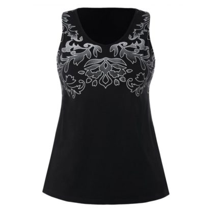 Printed Plus Size Casual Tank Top