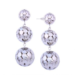 Alloy Metal Hollow Design Earrings - Silver