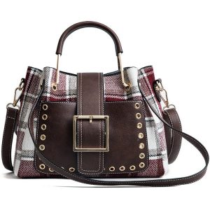 Fashion Handbag Shoulder Diagonal Lattice Atmosphere - Burgundy