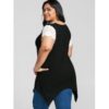 Plus Size Contrast Floral Lace Trim Tunic T-shirt - Black - Image 2
