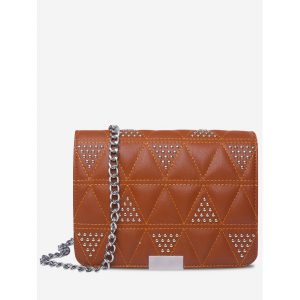 Quilted Studs Crossbody Bag - Brown