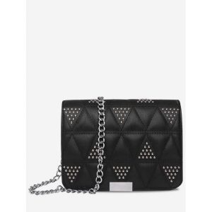 Quilted Studs Crossbody Bag - Black