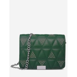 Quilted Studs Crossbody Bag - Green