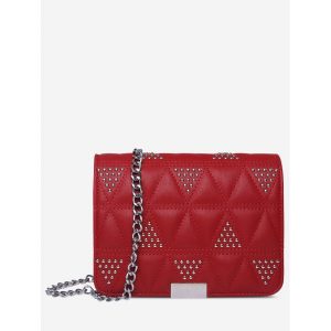 Quilted Studs Crossbody Bag - Red