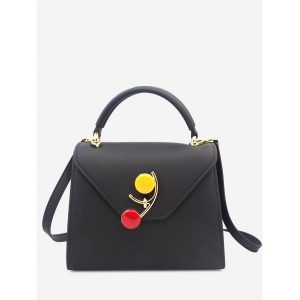 Flap Color Block Handbag - Black