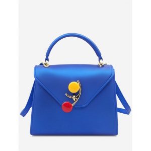 Flap Color Block Handbag - Blue