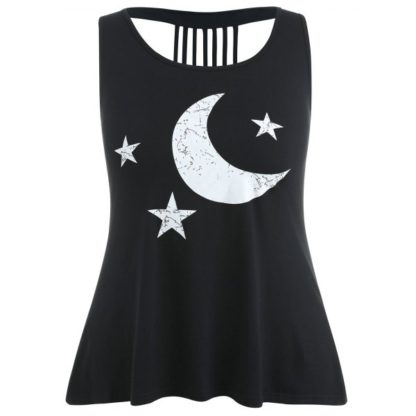 Strappy Back Plus Size Moon Tank Top