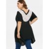 Plus Size Lace Insert Low Cut T-shirt - Black - Image 3
