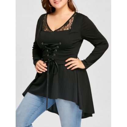 Plus Size Lace Up High Low Top
