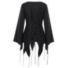 Plus Size Flare Sleeve Handkerchief Top - Black