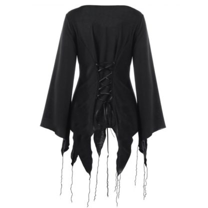 Plus Size Flare Sleeve Handkerchief Top - Black