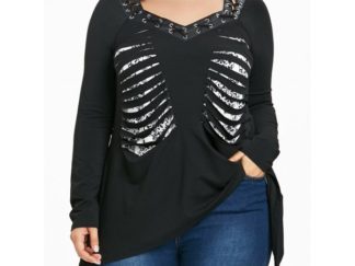 Plus Size Lace Up Shredding Top - Black