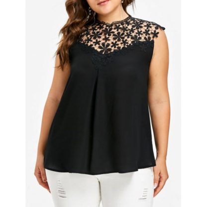 Lace Crochet Panel Plus Size Blouse