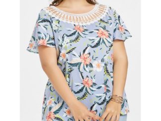 Plus Size Cut Out Striped Top