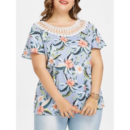 Plus Size Cut Out Striped Top