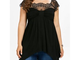 Plus Size Bow Bust Handkerchief T-shirt