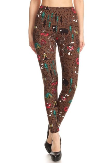 Buttery Soft Great Outdoors Plus Size Leggings - 3X-5X - Brown - Image 3