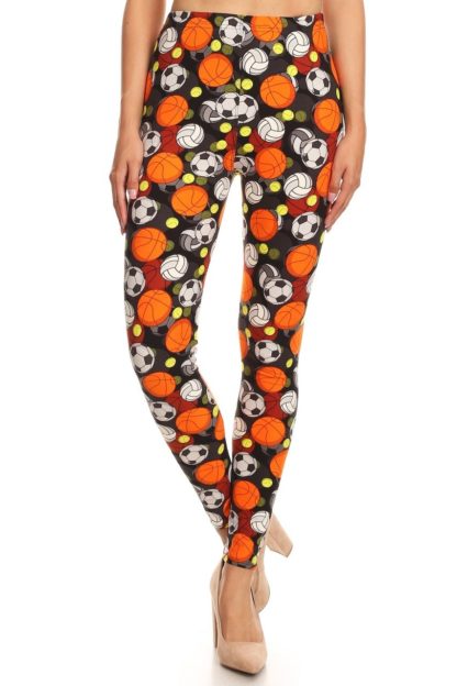 Buttery Soft 3D Sports Ball Plus Size Leggings - 3X-5X