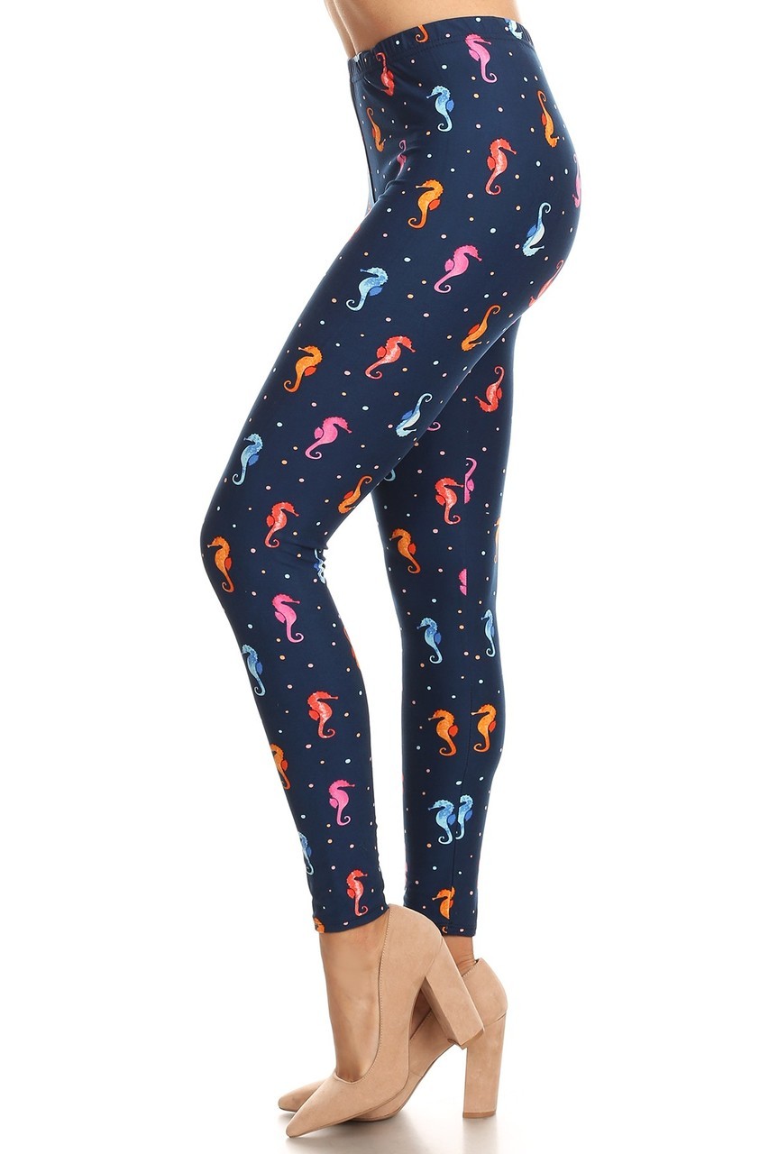 Cute Seahorse Plus Size Leggings - 3X-5X - Big and Sexy Sportswear