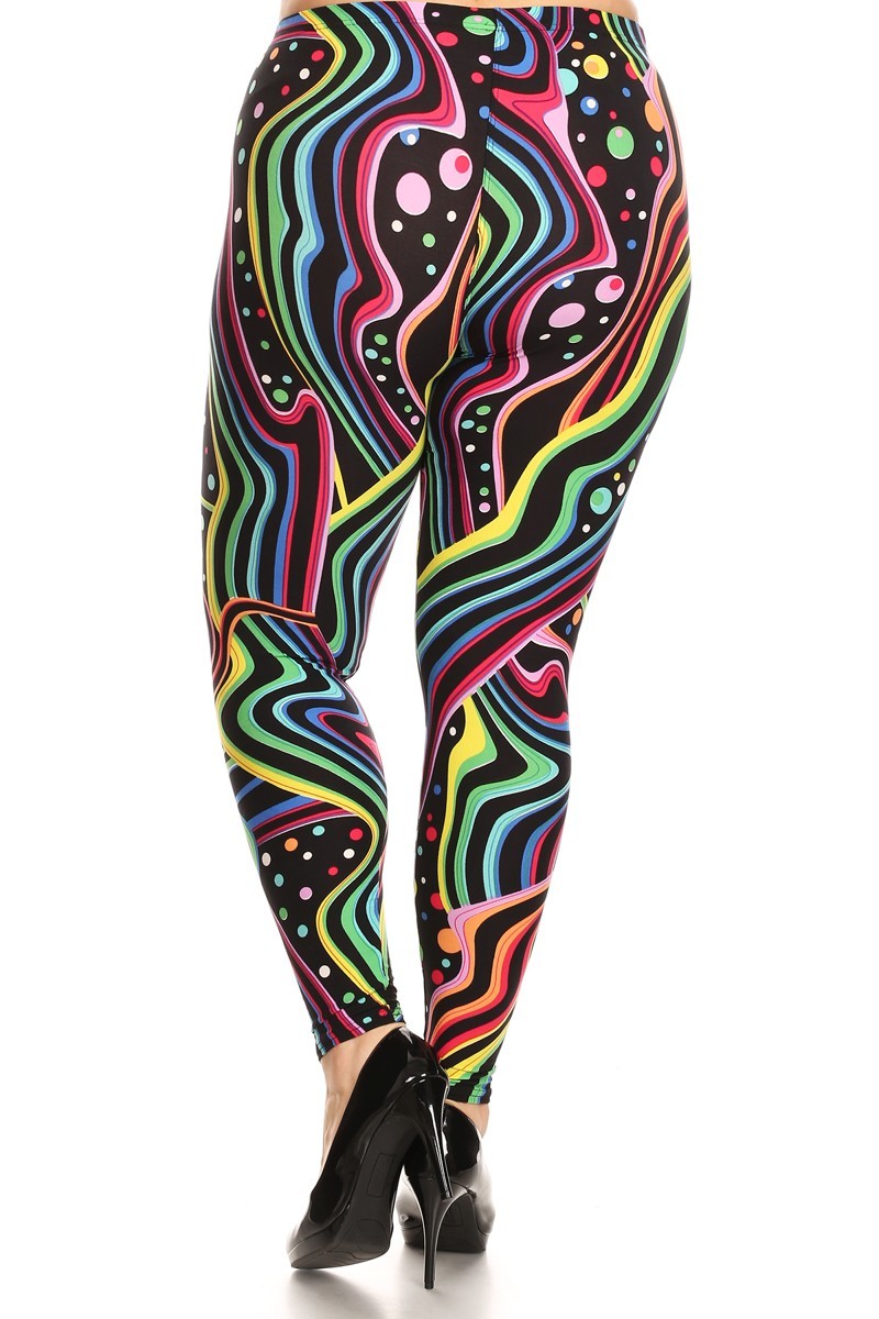 Plus Size Groovy Rainbow Leggings - 3X-5X - Big and Sexy Sportswear