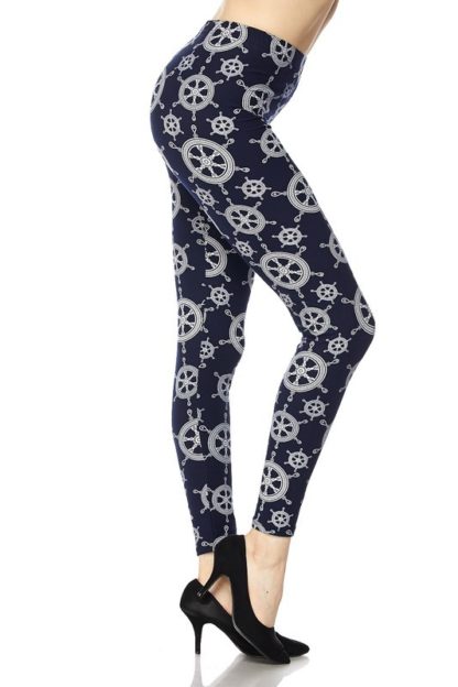 Nautical Wheel Plus Size Leggings - Image 4