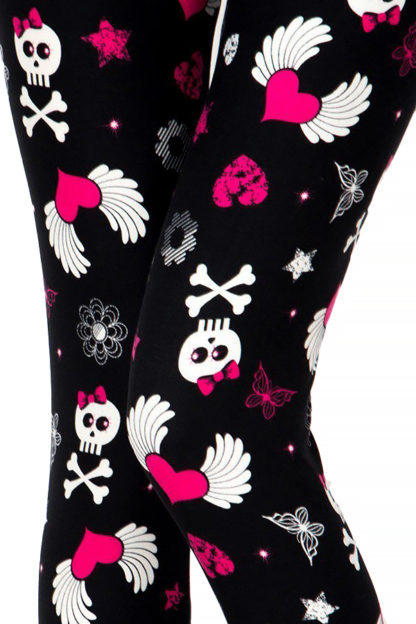 Cutie Pie Girlie Skull Plus Size Leggings - 3X-5X