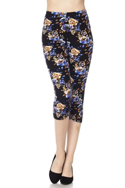 Indigo Orange Floral Plus Size Capris - Image 3